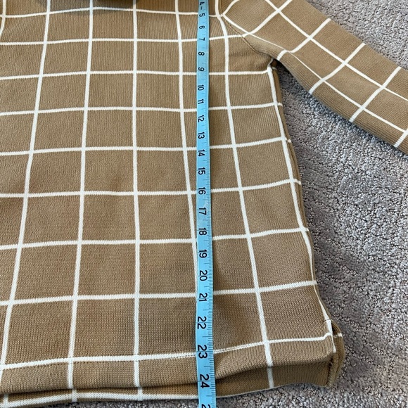 J.Crew Funnel Neck Sweater, Long Sleeve, Camel Windowpane, Size Small - Picture 9 of 14